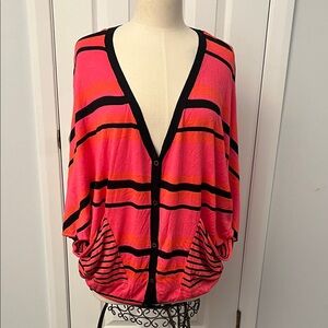 Colorblock Baggy Striped Cardigan